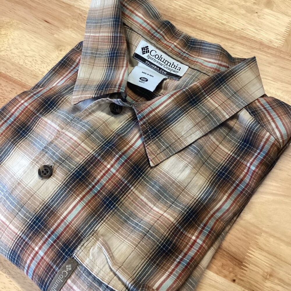 EUC Mens Columbia Short Sleeved‎ Button up Plaid Shirt - XXL